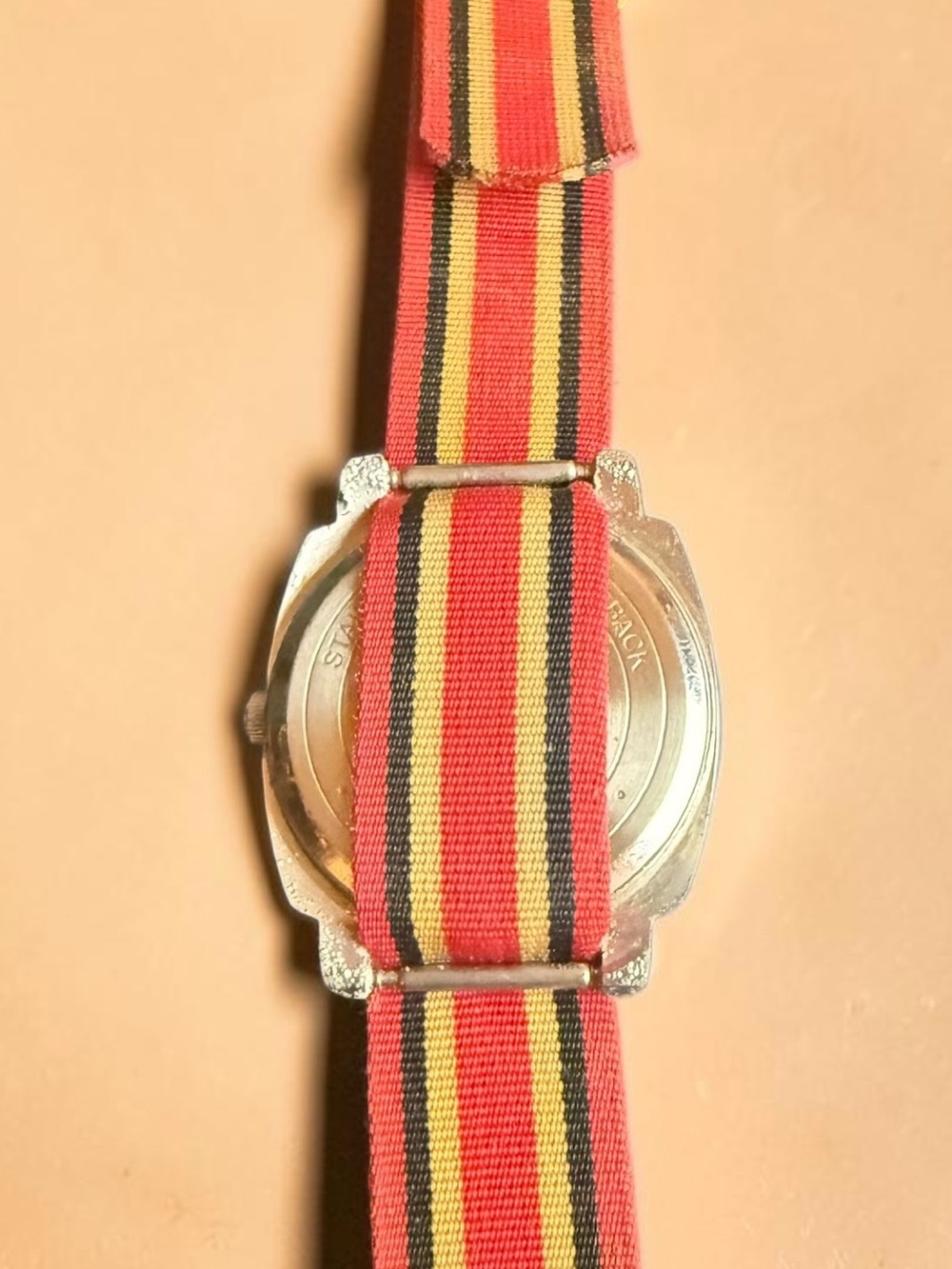Women's Red & Cream Nylon Strap Watch - Picture 3 of 3